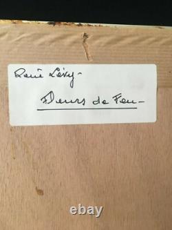 Oil Painting on Wood Fire Flowers Signed René Lévy Dated 04.1995