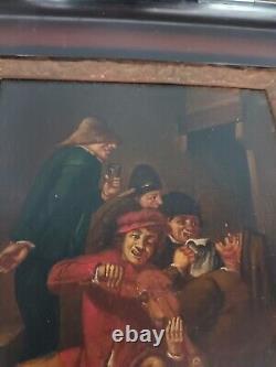 Oil Painting on Wood, Flemish Tavern Scene