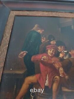 Oil Painting on Wood, Flemish Tavern Scene