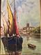 Oil Painting On Wood Panel, Quimper, Brittany, Marine, Boat, Jourdain, Painting, 1950
