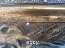 Oil Painting on Wood Panel Snowy Village Double Frame with Corner Fillers