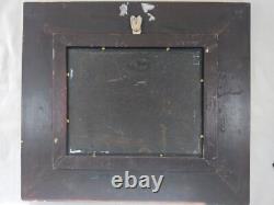 Oil Painting on Wood Panel Snowy Village Double Frame with Corner Fillers