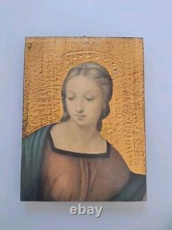 Oil Painting on Wood Religious Scene Portrait Woman Mary. Painting