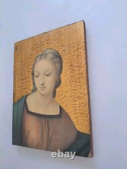 Oil Painting on Wood Religious Scene Portrait Woman Mary. Painting