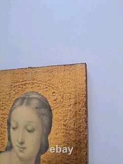 Oil Painting on Wood Religious Scene Portrait Woman Mary. Painting