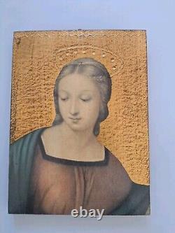 Oil Painting on Wood Religious Scene Portrait Woman Mary. Painting