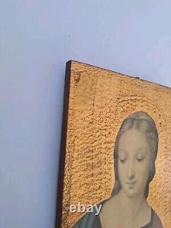 Oil Painting on Wood Religious Scene Portrait Woman Mary. Painting