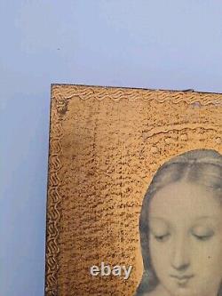 Oil Painting on Wood Religious Scene Portrait Woman Mary. Painting
