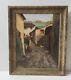 Oil Painting On Wood Table Street Scene In The Countryside Signed To Be Determined 1944