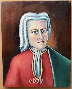 Oil Painting on Wood Tableau Characters Portrait Lawyer 20th Century