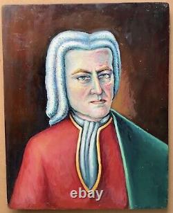 Oil Painting on Wood Tableau Characters Portrait Lawyer 20th Century