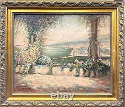 Oil Painting on Wood The Bay of Nice Signed P. Suirin