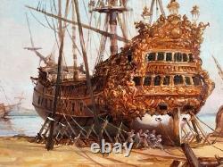 Oil Painting on Wood Toulon Signed