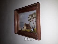 Oil Painting on Wood and Glass: A Bigouden Woman and Coastal Landscape of Brittany