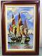 Oil Painting On Wooden Panel Vintage Sailboat Marine Decor Signed Port 2003