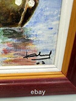 Oil Painting on Wooden Panel Vintage Sailboat Marine Decor Signed Port 2003