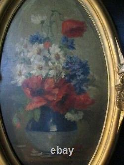 Oil Peinture On Wood 19/xxe S. Golden Studded Frame Bruey Painter