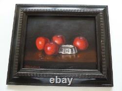 Oil Superbe On Original Toile Signed Frame Bois Noirci