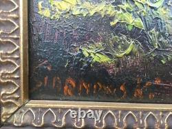 Oil on Canvas Autumn Landscape Signed Siarnowski Wooden Frame with Gilded Stucco