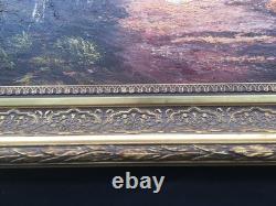 Oil on Canvas Autumn Landscape Signed Siarnowski Wooden Frame with Gilded Stucco