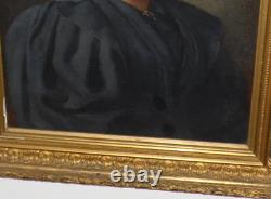 Oil on Canvas Painting Portrait Signed A. Lanes dated 1896 gilded wooden frame