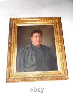 Oil on Canvas Painting Portrait Signed A. Lanes dated 1896 gilded wooden frame