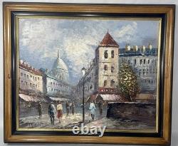 Oil on Canvas, Paris Montmartre Sacré-Cœur, Signed BURNETT, Wooden Frame