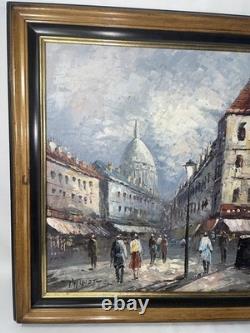 Oil on Canvas, Paris Montmartre Sacré-Cœur, Signed BURNETT, Wooden Frame