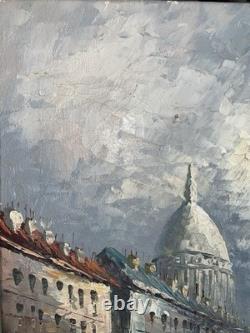 Oil on Canvas, Paris Montmartre Sacré-Cœur, Signed BURNETT, Wooden Frame