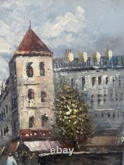 Oil on Canvas, Paris Montmartre Sacré-Cœur, Signed BURNETT, Wooden Frame