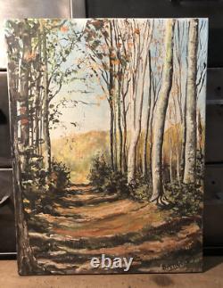 Oil on Canvas, Underwood Landscape Signed Brongniart 30.2x40.2 cm