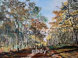 Oil on Canvas Woodland Scene XXth Century Large Size L2159