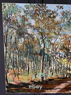 Oil on Canvas Woodland Scene XXth Century Large Size L2159