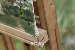 Oil on Canvas on Wood Farm Landscape Signed, Framed (Art Deco)