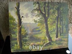 Oil on Isorel wood by the river/bridge signed by Pierre Trassard