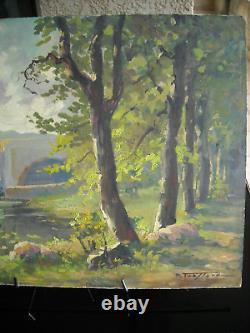 Oil on Isorel wood by the river/bridge signed by Pierre Trassard