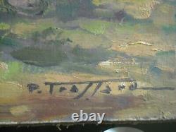 Oil on Isorel wood by the river/bridge signed by Pierre Trassard