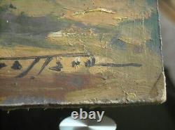 Oil on Isorel wood by the river/bridge signed by Pierre Trassard