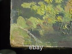 Oil on Isorel wood by the river/bridge signed by Pierre Trassard