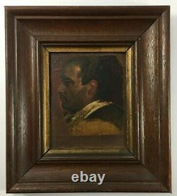 Oil on Panel Medieval Character 19th Century Wooden Frame Frame Maker E Jacob H586