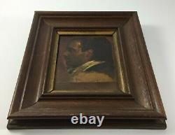 Oil on Panel Medieval Character 19th Century Wooden Frame Frame Maker E Jacob H586