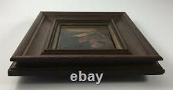 Oil on Panel Medieval Character 19th Century Wooden Frame Frame Maker E Jacob H586