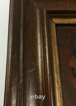 Oil on Panel Medieval Character 19th Century Wooden Frame Frame Maker E Jacob H586