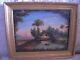 Oil On Wood Antique Framed Late 18th Century Animated Landscape