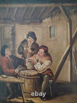 Oil on Wood Dutch School XIXth Century Smokers Scene. Sold with its Frame