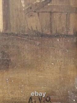 Oil on Wood Dutch School XIXth Century Smokers Scene. Sold with its Frame