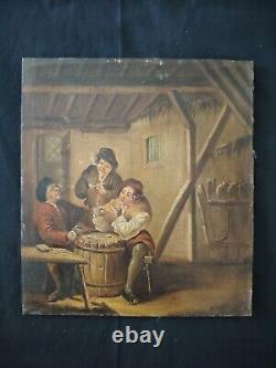 Oil on Wood Dutch School XIXth Century Smokers Scene. Sold with its Frame