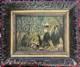 Oil On Wood Late 19th Century Two Lions Signature To Identify