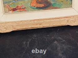 Oil on Wood Painting Knife Artwork Bouquet of Flowers Signed Juliette Bonnot