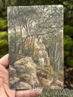 Oil on Wood Panel & Ancient Painting & Forest & Tree & Ruins